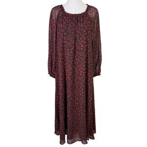 Melrose and Market Floral Chiffon Longsleeve Maxi Dress US Women's S